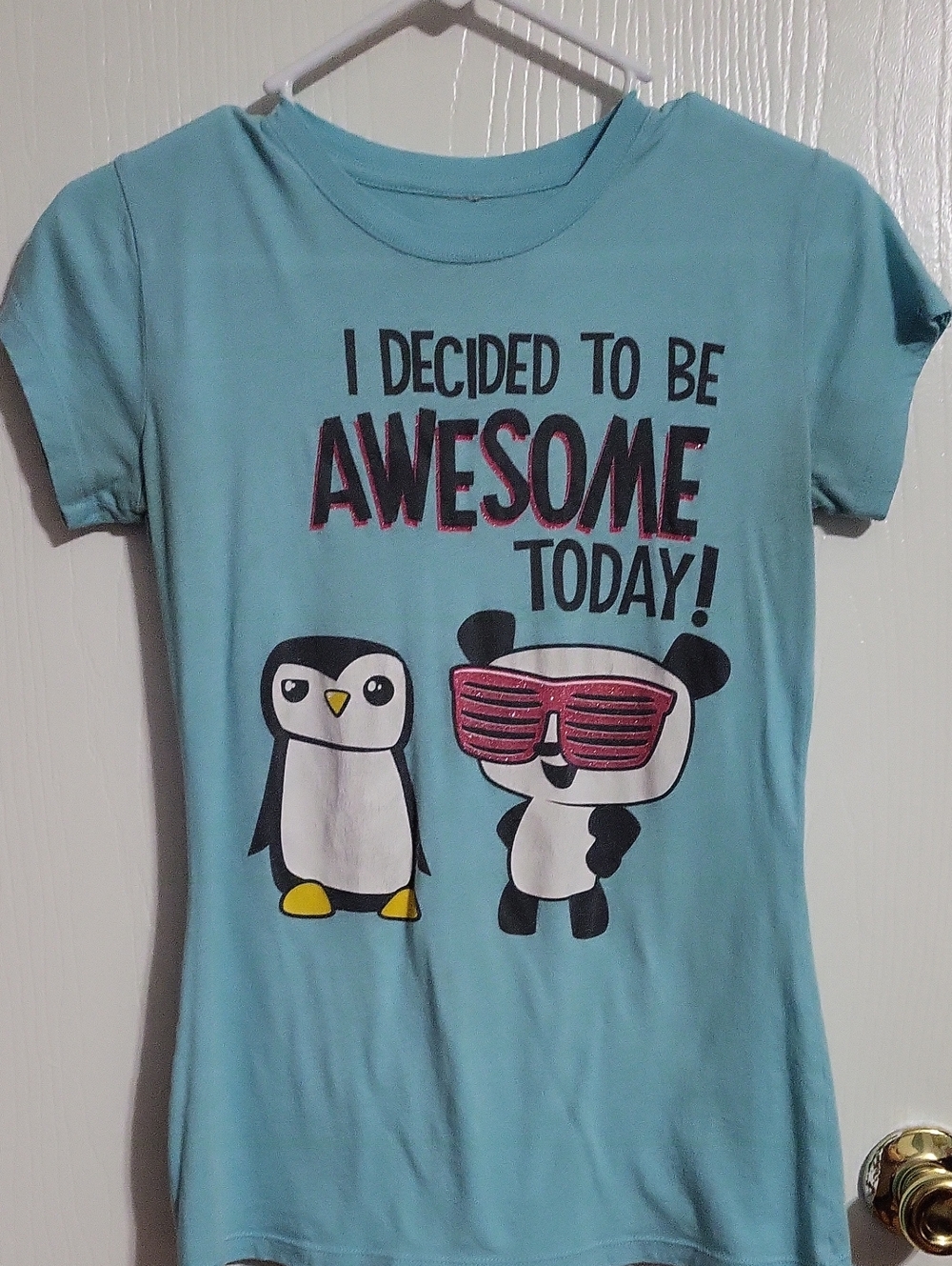Shirt-Graphic Tee -Light Blue- I Decided To Be Awesome Today #3231